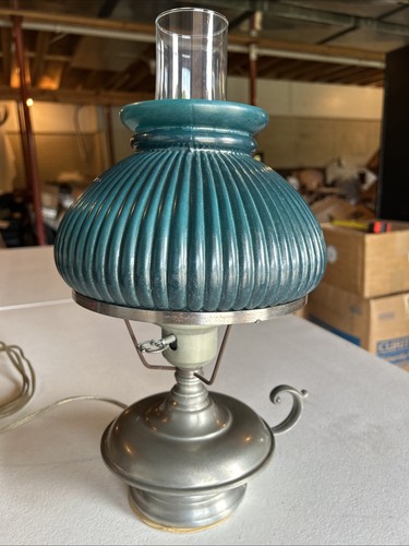 Vintage pewter green glass - pewter,